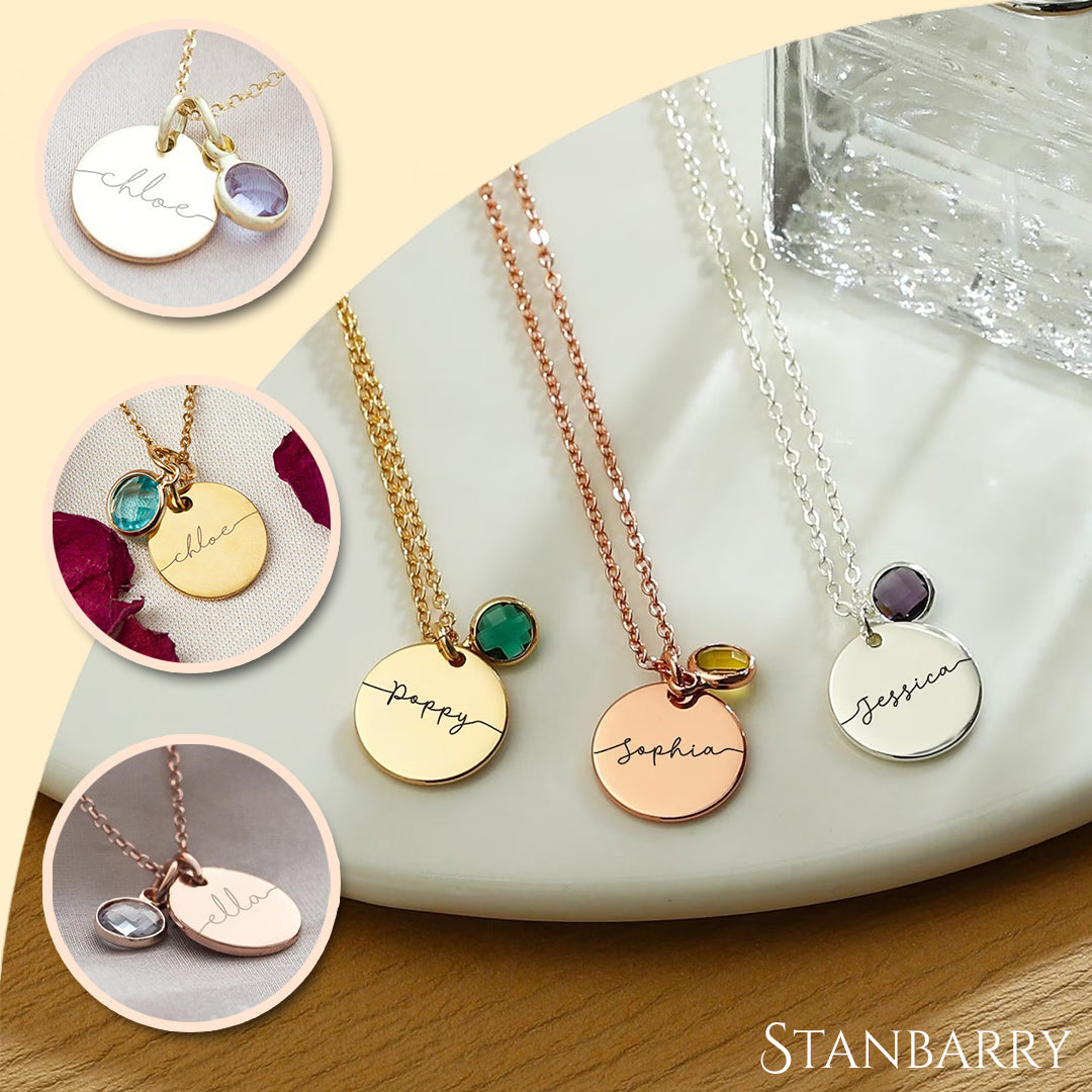 Custom name necklace with birthstone