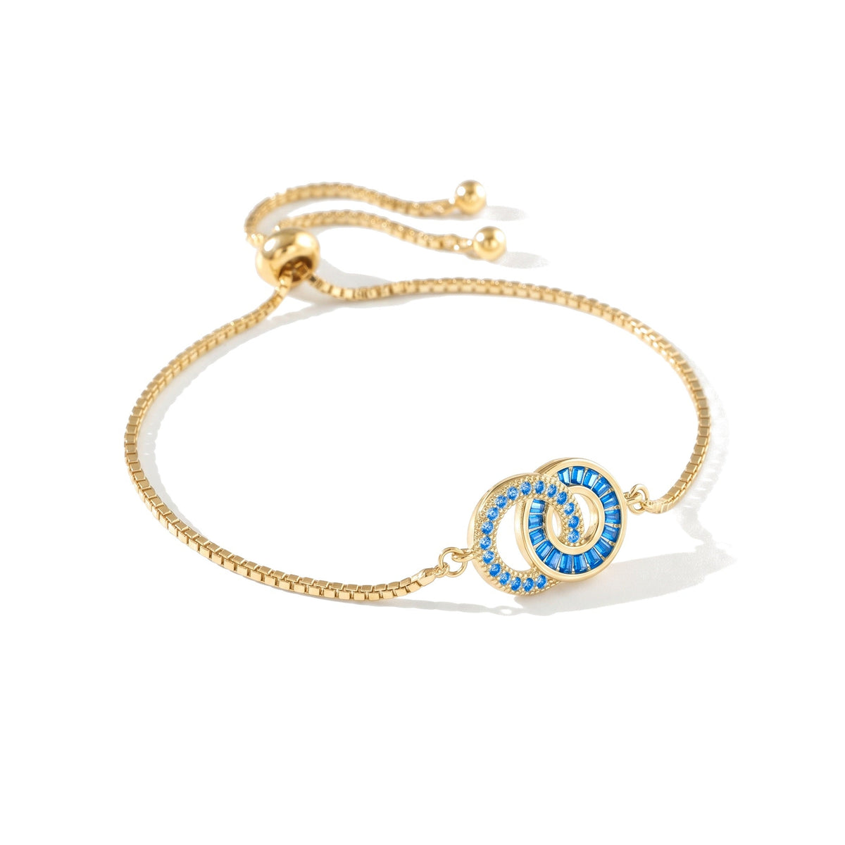 Mother & Daughter Bracelet in gold – Mum: December (Blue Zircon), Daughter: December (Blue Zircon)