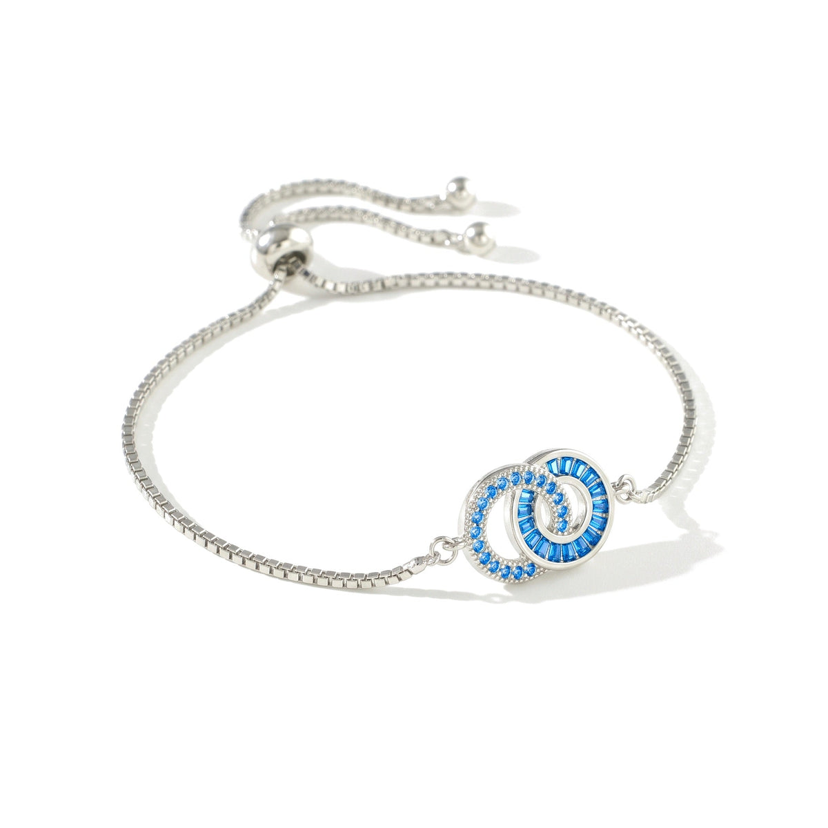 Mother & Daughter Bracelet in silver – Mum: December (Blue Zircon), Daughter: December (Blue Zircon)
