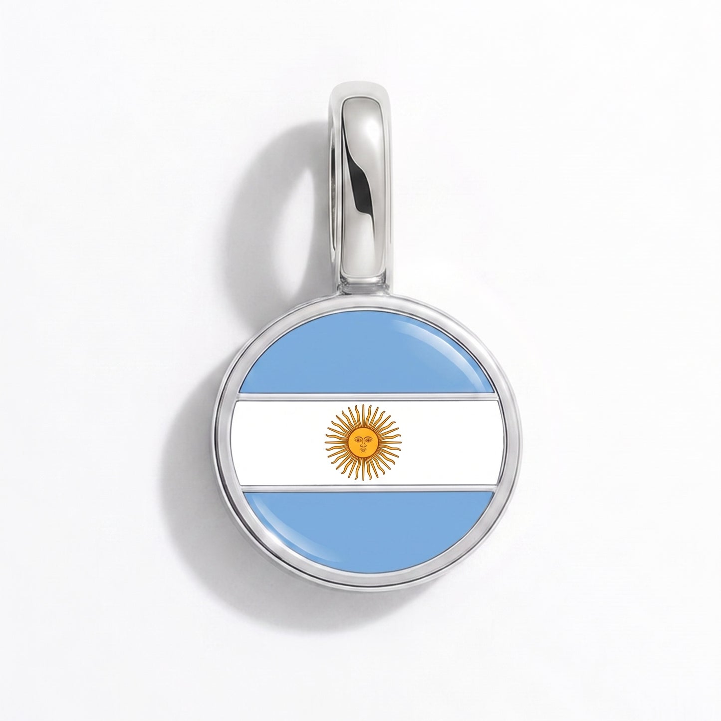 Flag charm Argentina – round silver