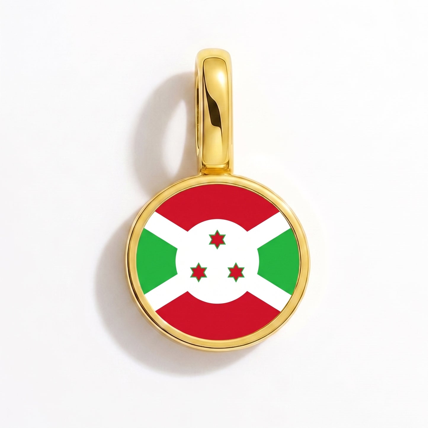 Flag charm Burundi – round gold