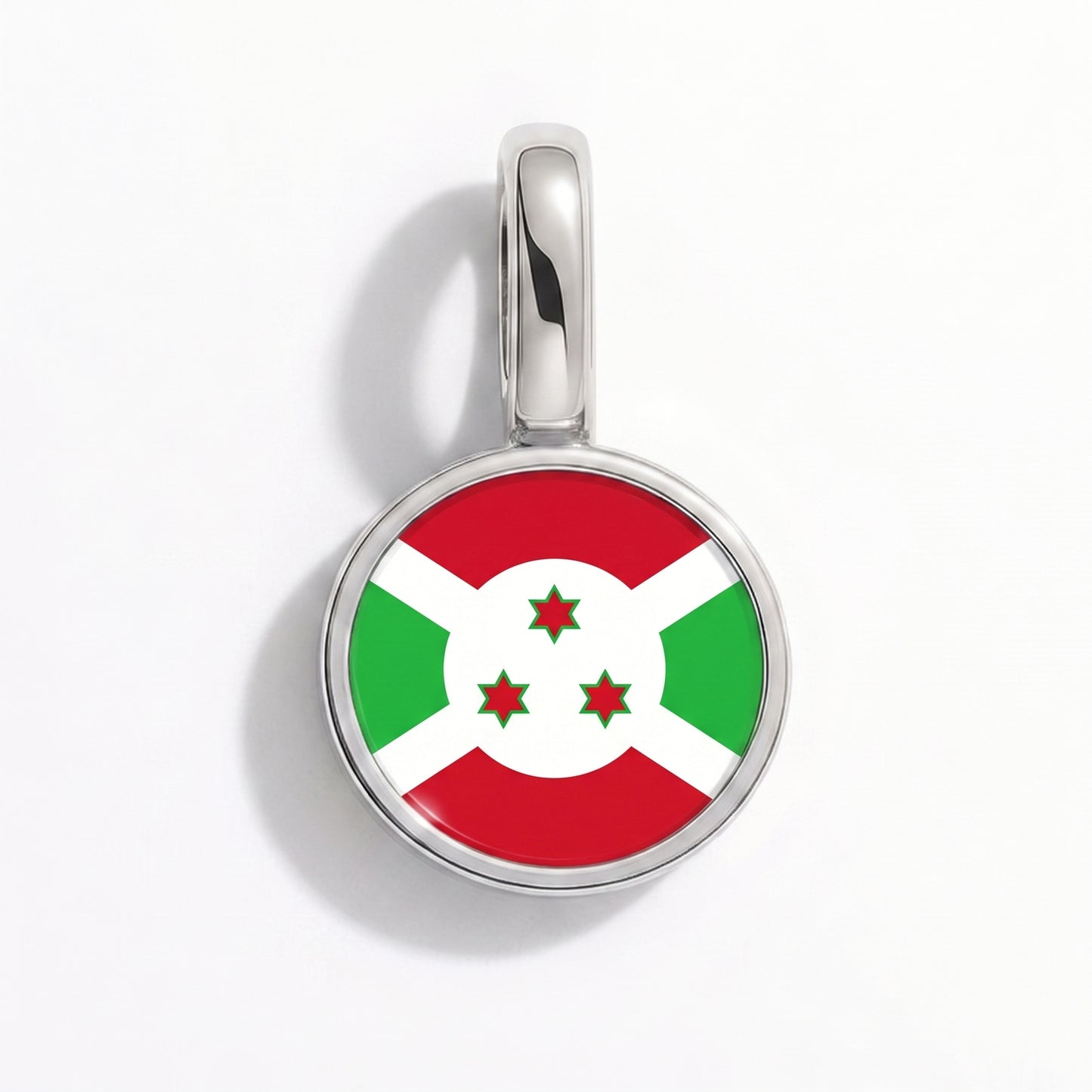 Flag charm Burundi – round silver