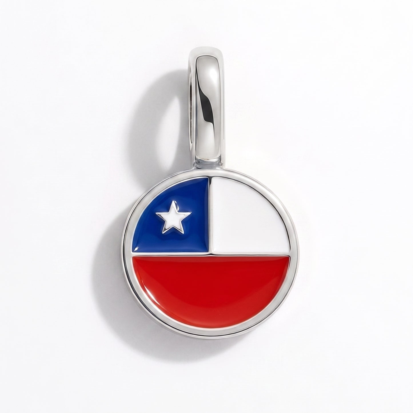 Flag charm Chile – round silver