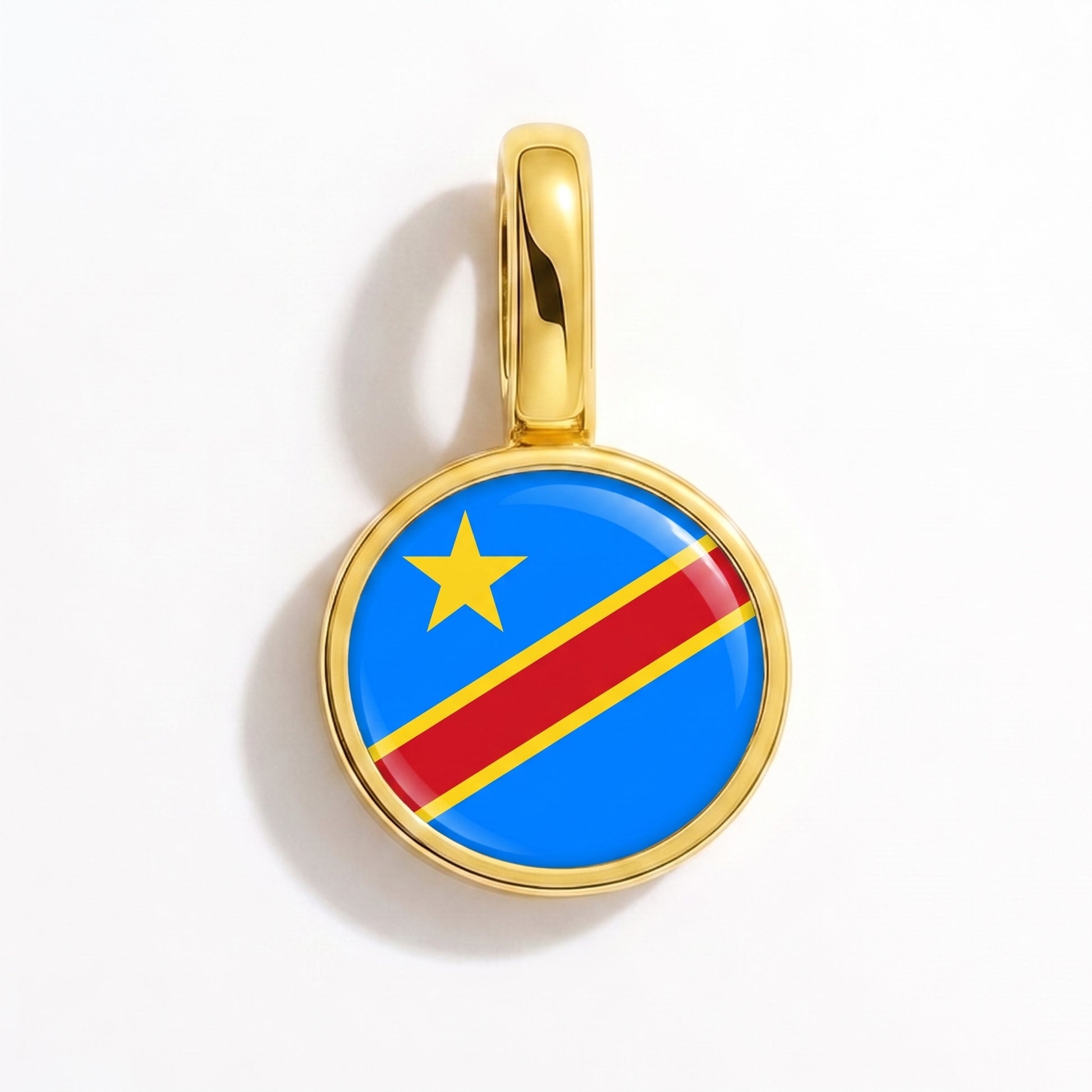 Flag charm Democratic Republic of the Congo – round gold
