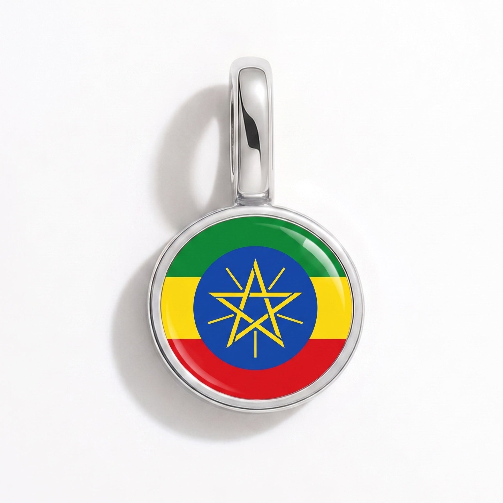 Flag charm Ethiopia – rectangular silver