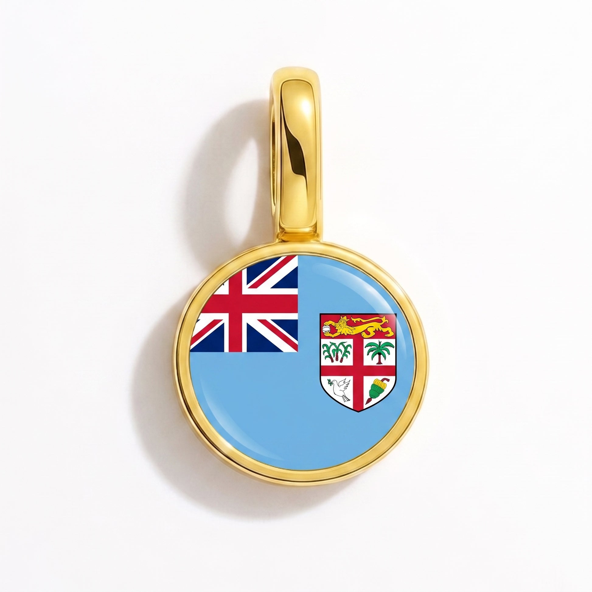 Flag charm Fiji – round gold