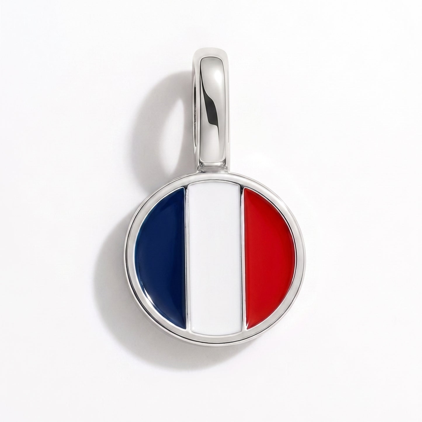 Flag charm France – round silver