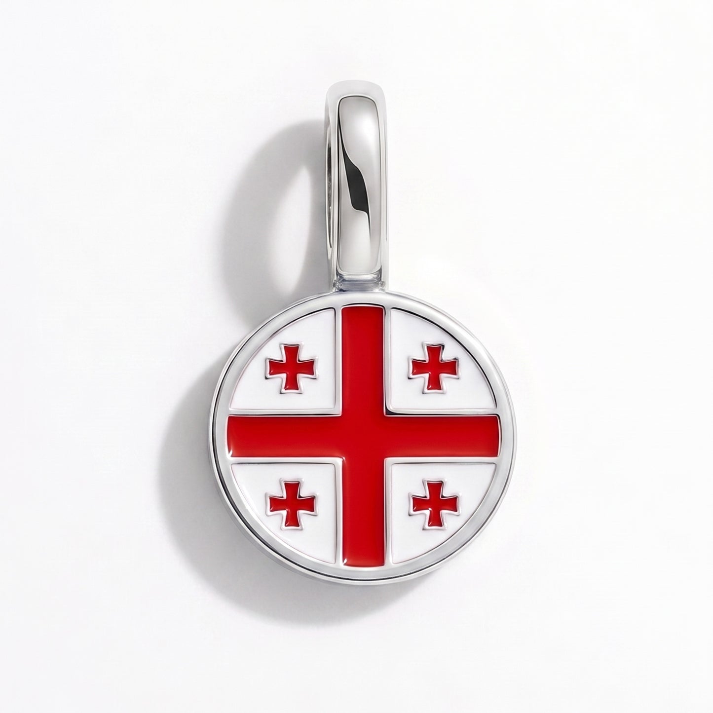 Flag charm Georgia – round silver