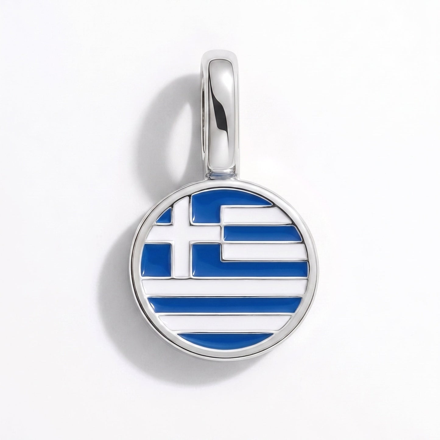Flag charm Greece – rectangular silver