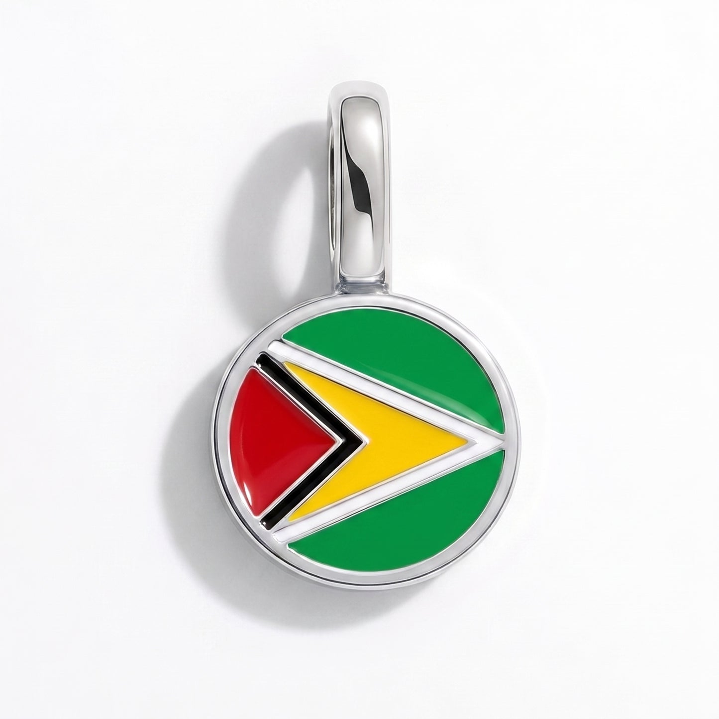 Flag charm Guyana – round silver