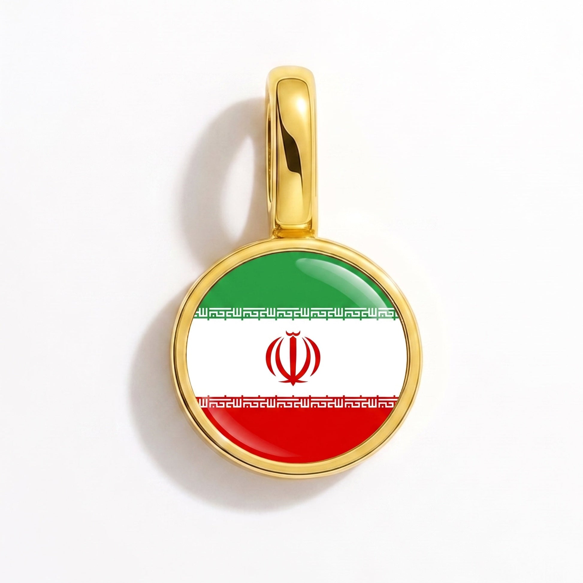 Flag charm Iran – rectangular gold