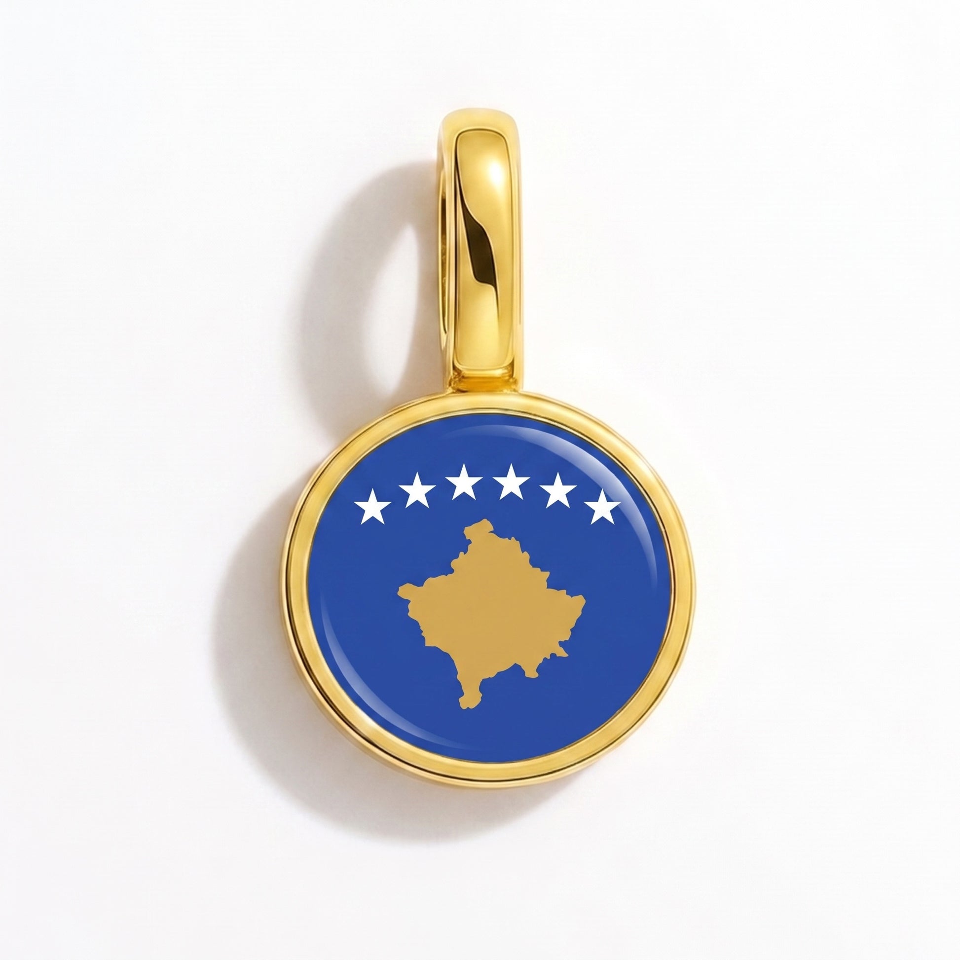 Flag charm Kosovo – round gold