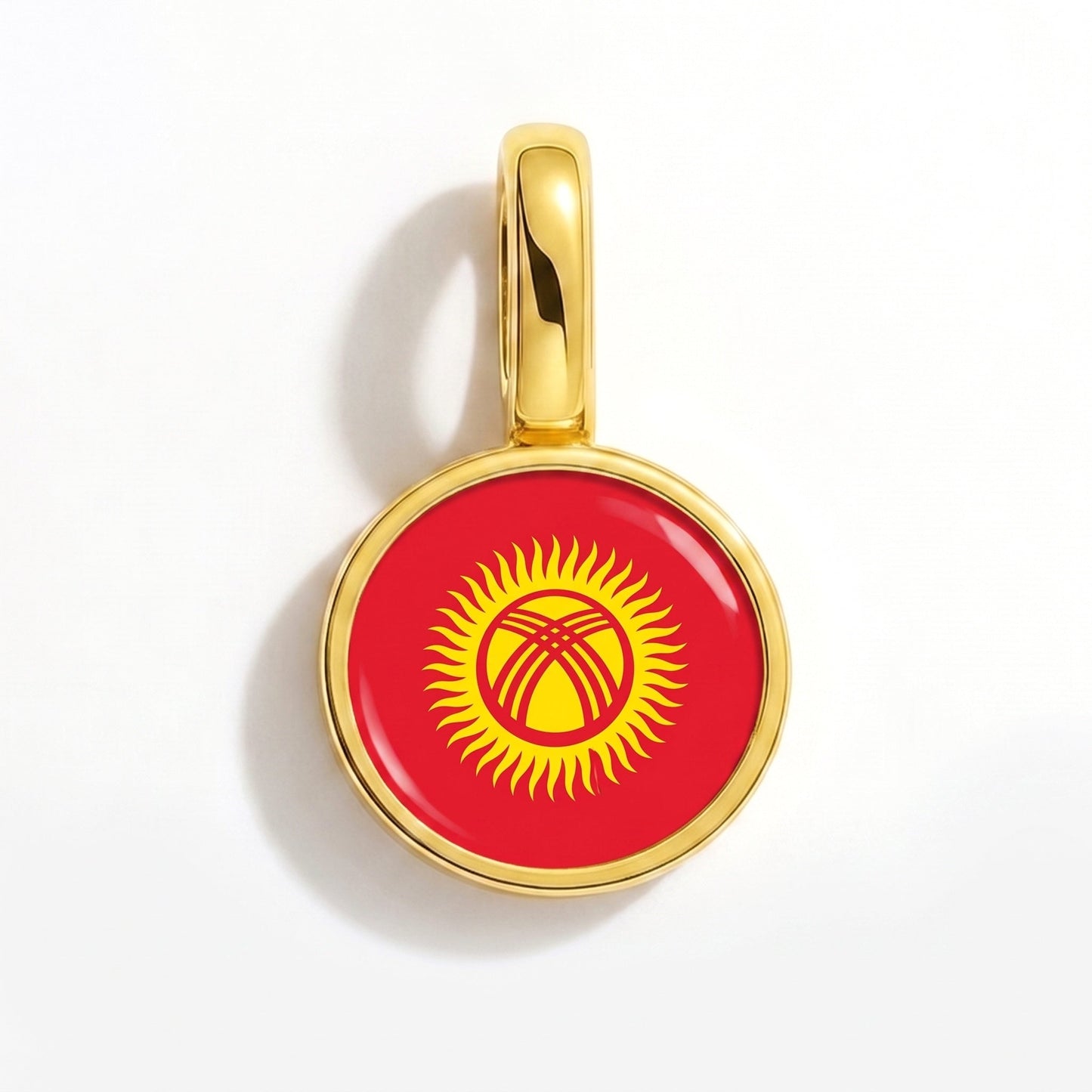 Flag charm Kyrgyzstan – rectangular gold
