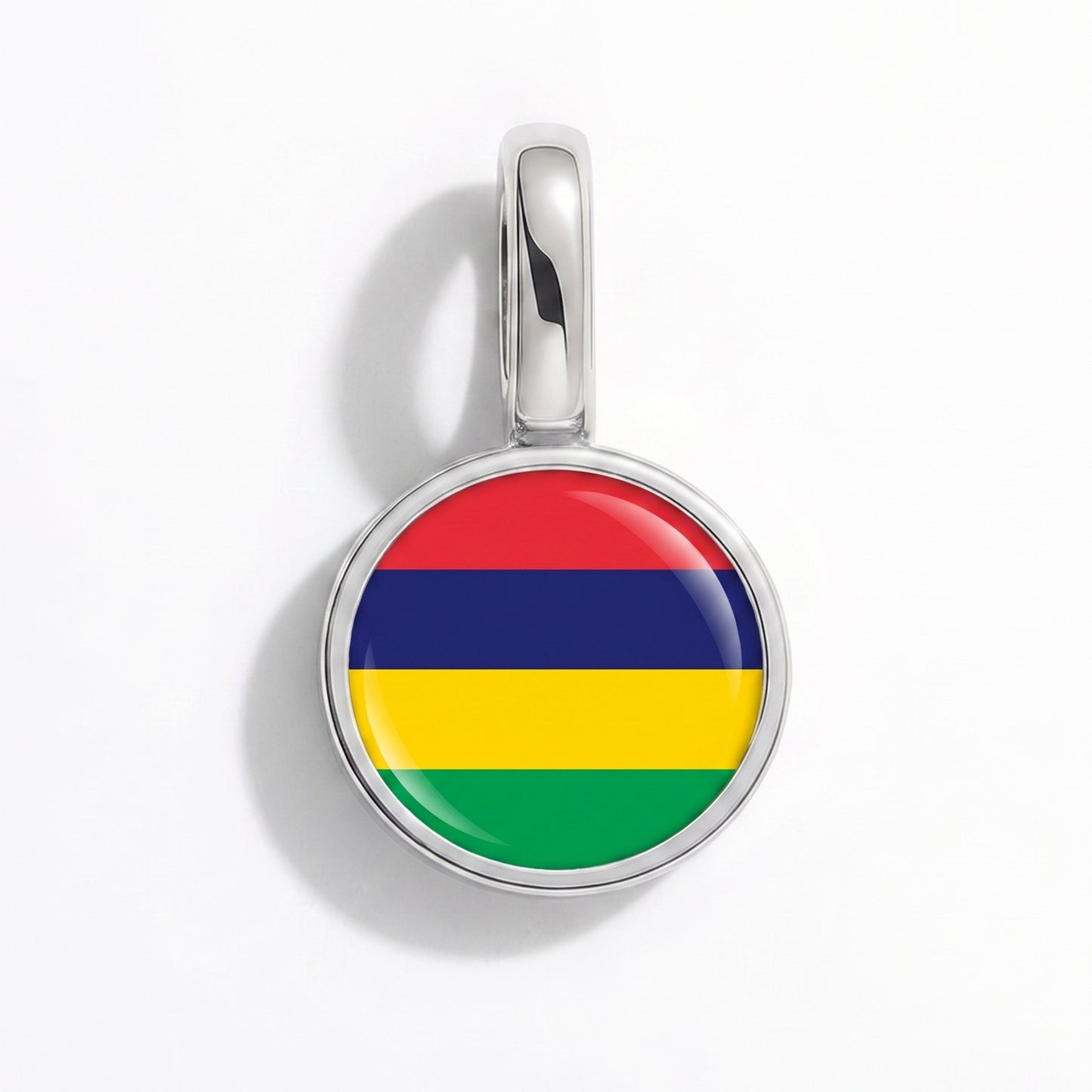 Flag charm Mauritius – round silver