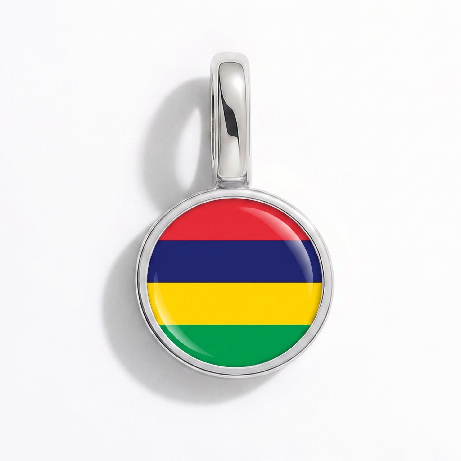 Flag charm Mauritius – round silver