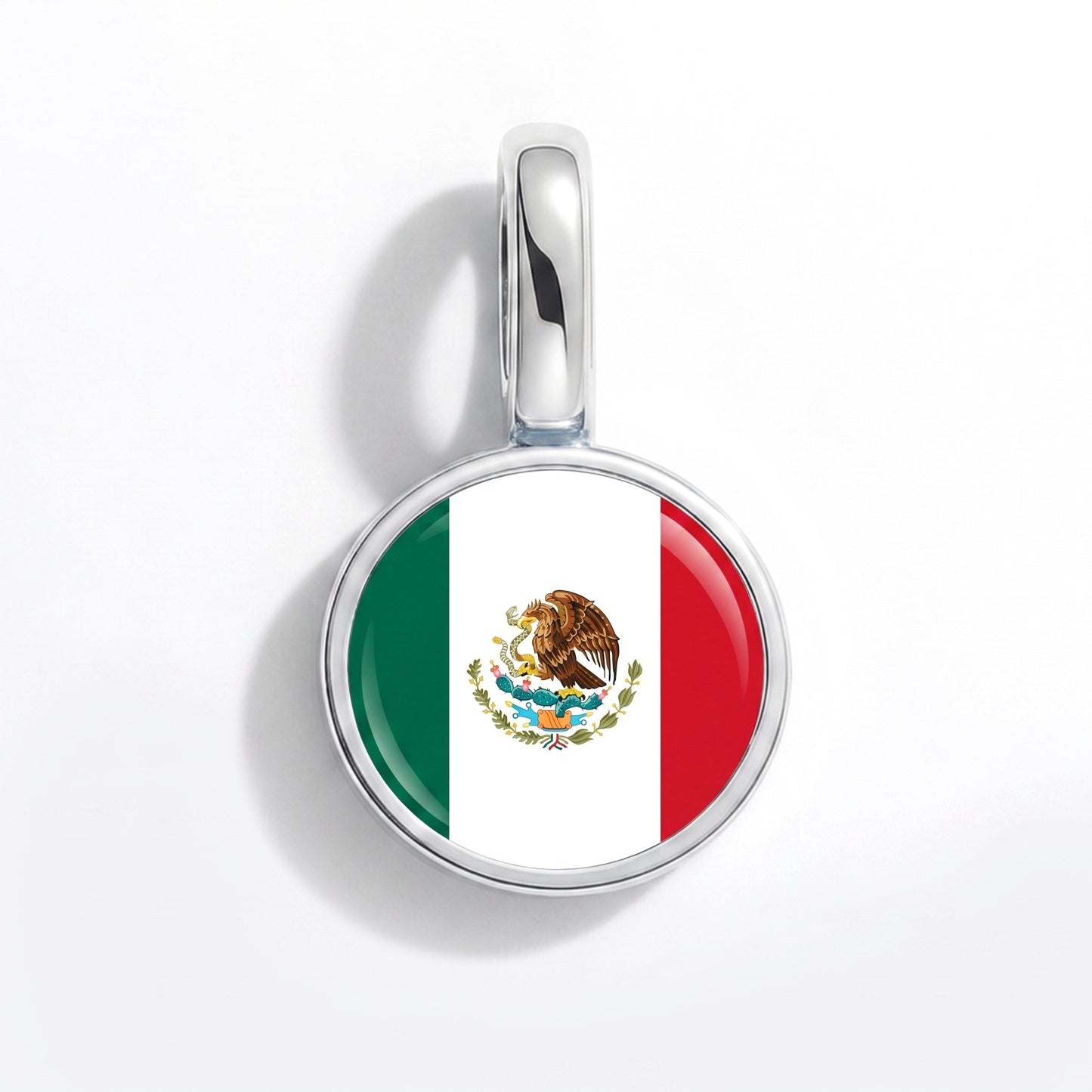 Flag charm Mexico – rectangular silver