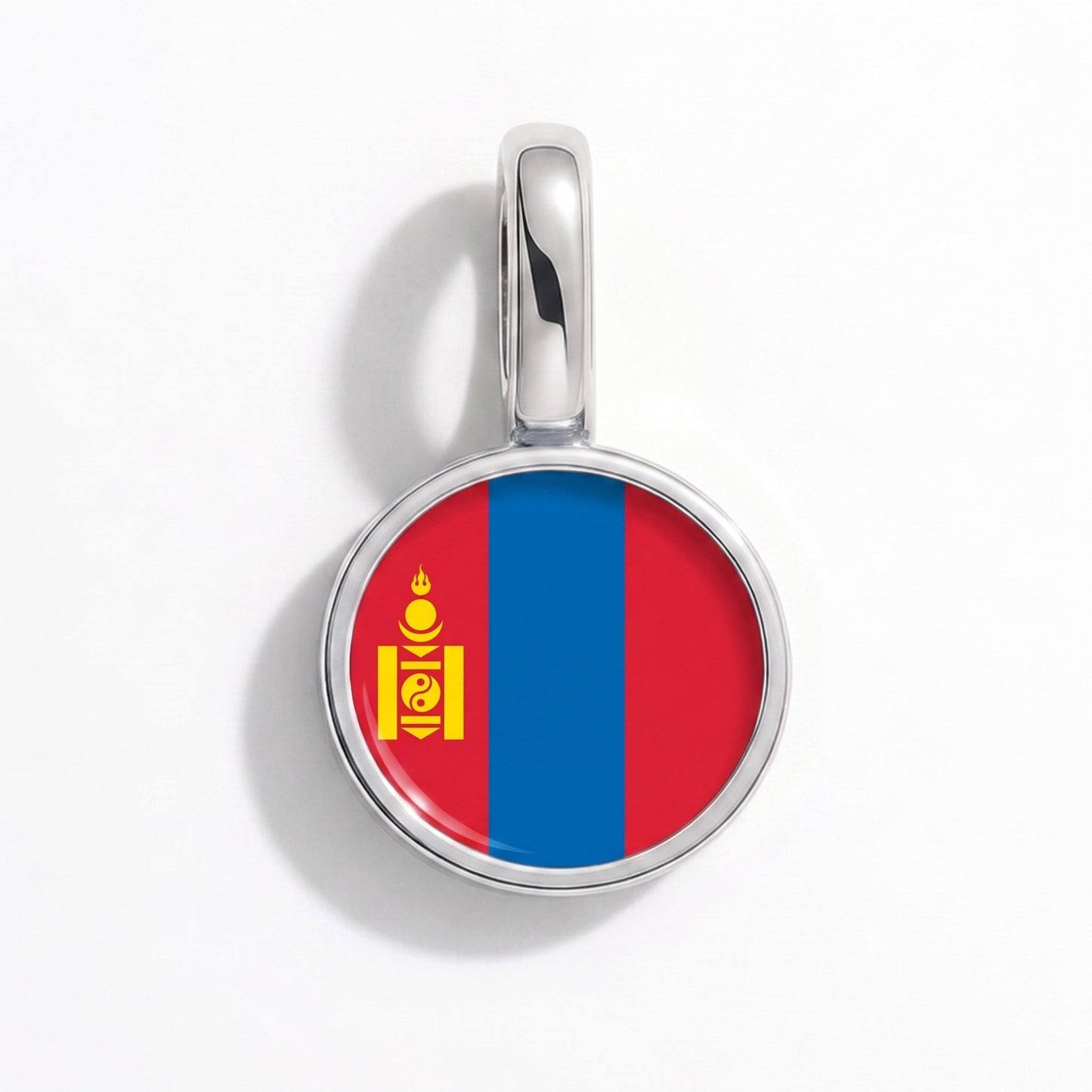 Flag charm Mongolia – rectangular silver