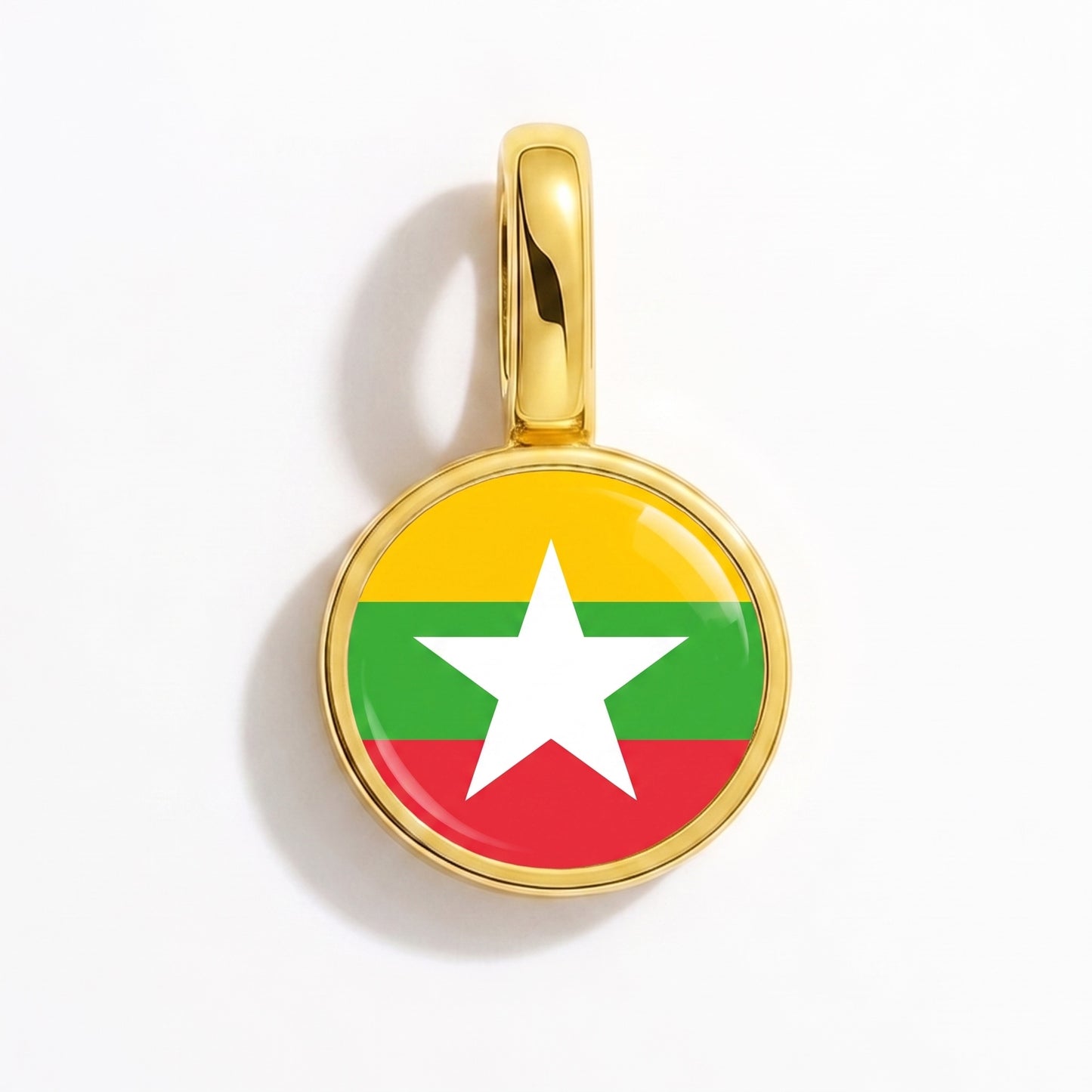 Flag charm Myanmar – round gold