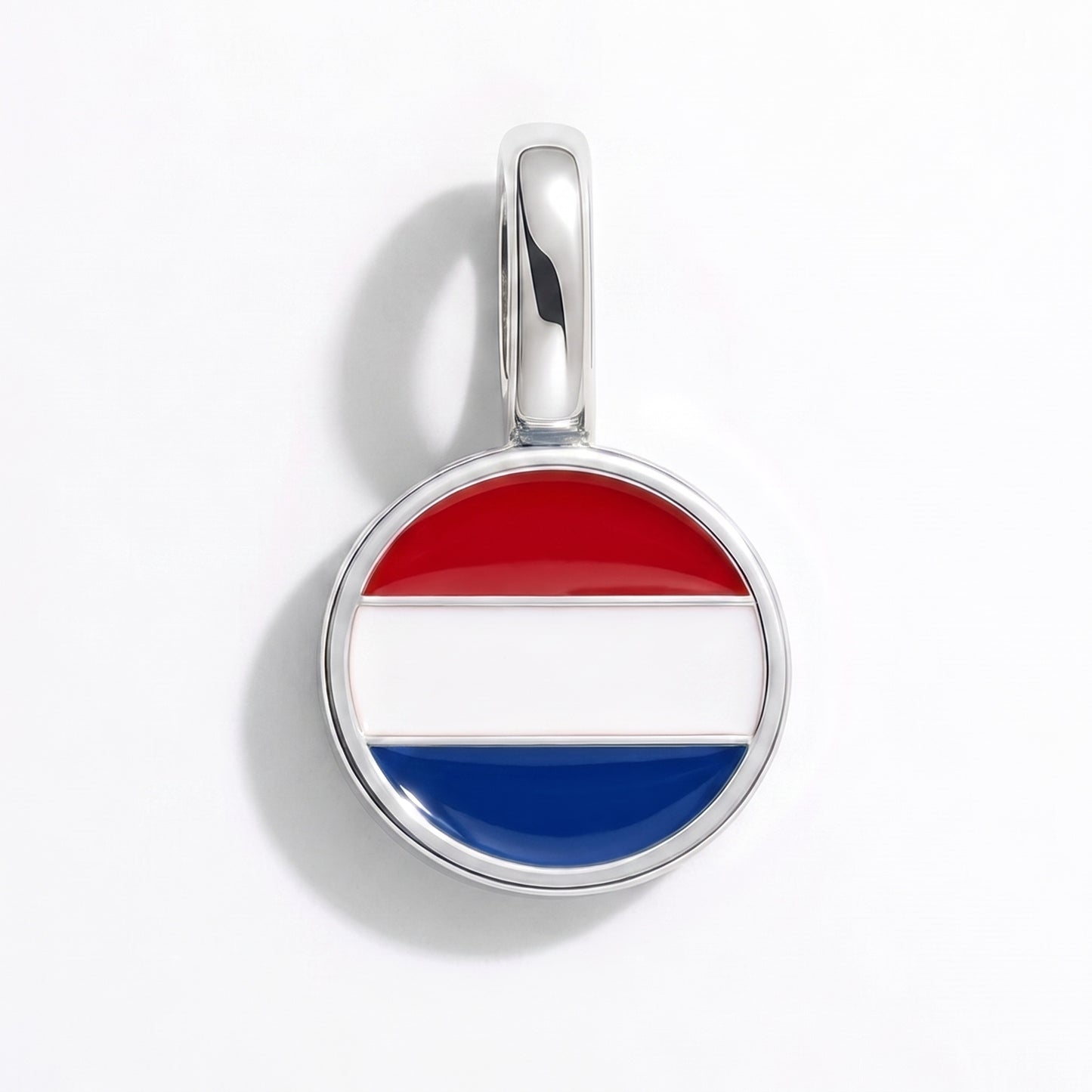 Flag charm Netherlands – round silver