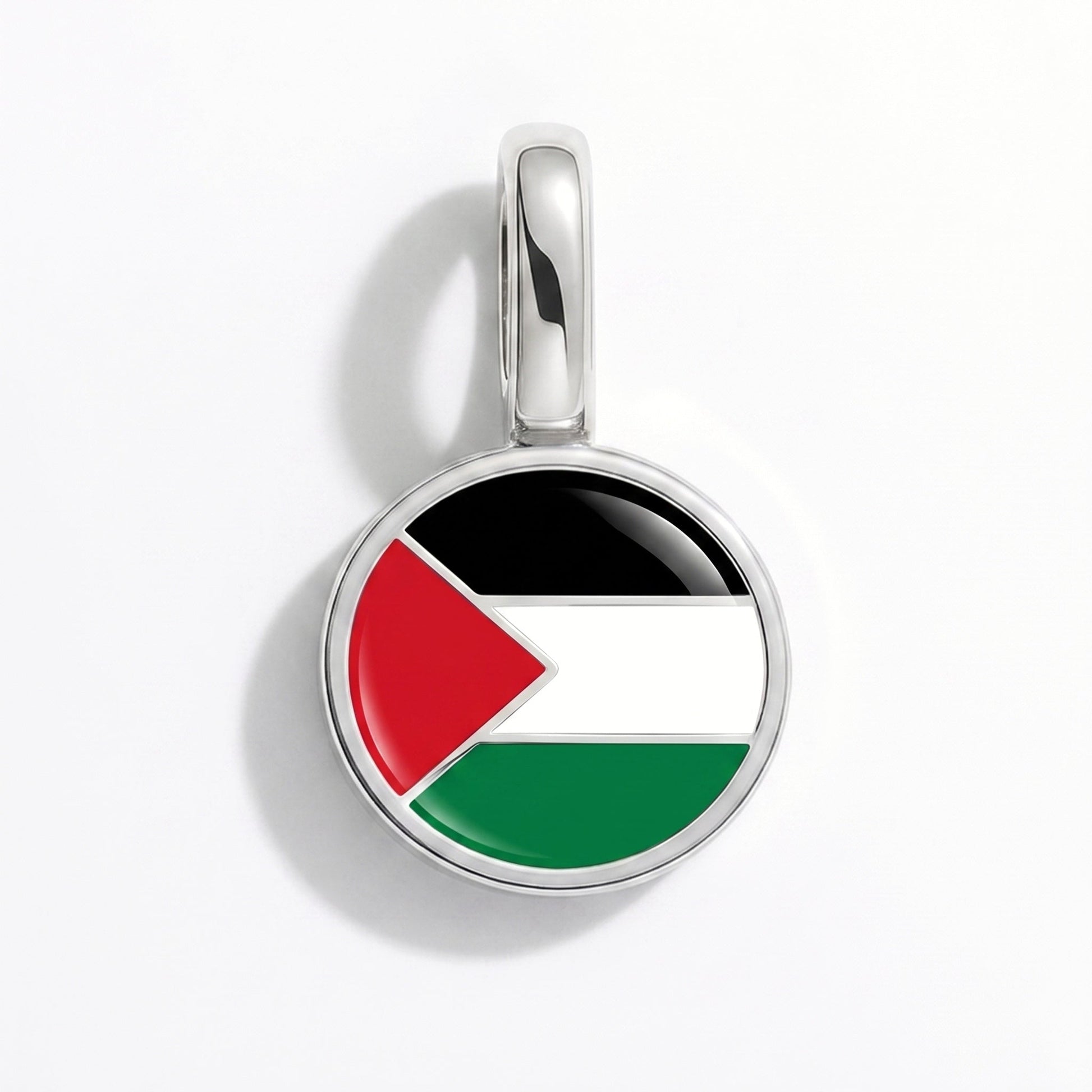 Flag charm Palestine – rectangular silver