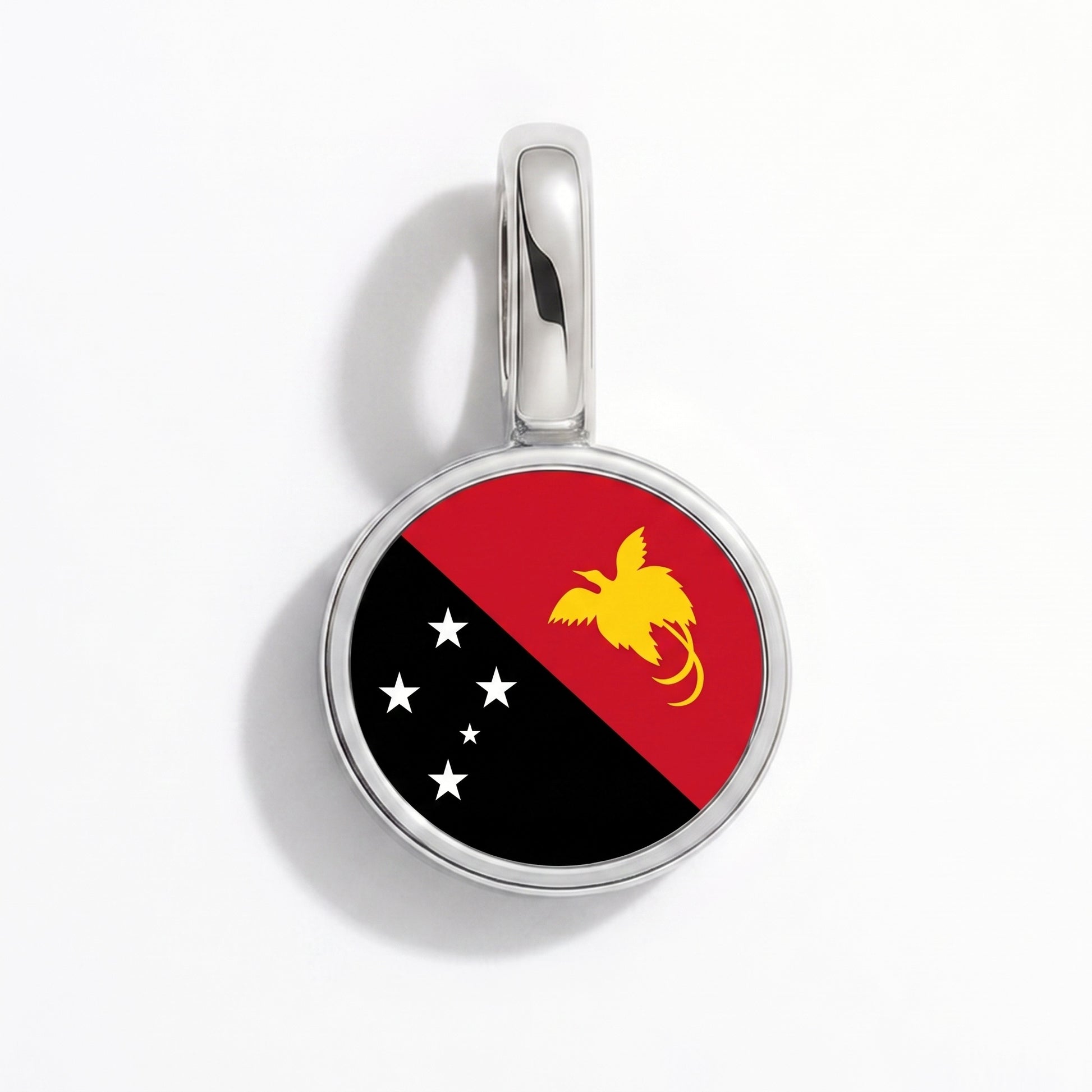 Flag charm Papua New Guinea – round silver