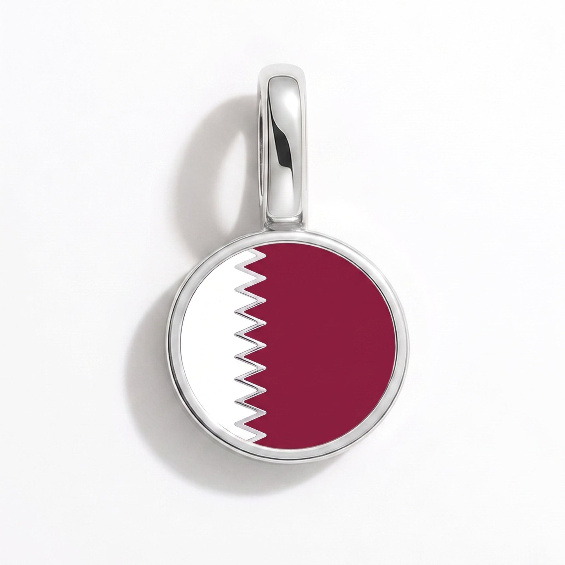 Flag charm Qatar – rectangular silver