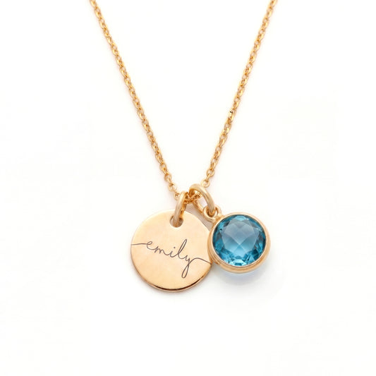 Custom name necklace with birthstone