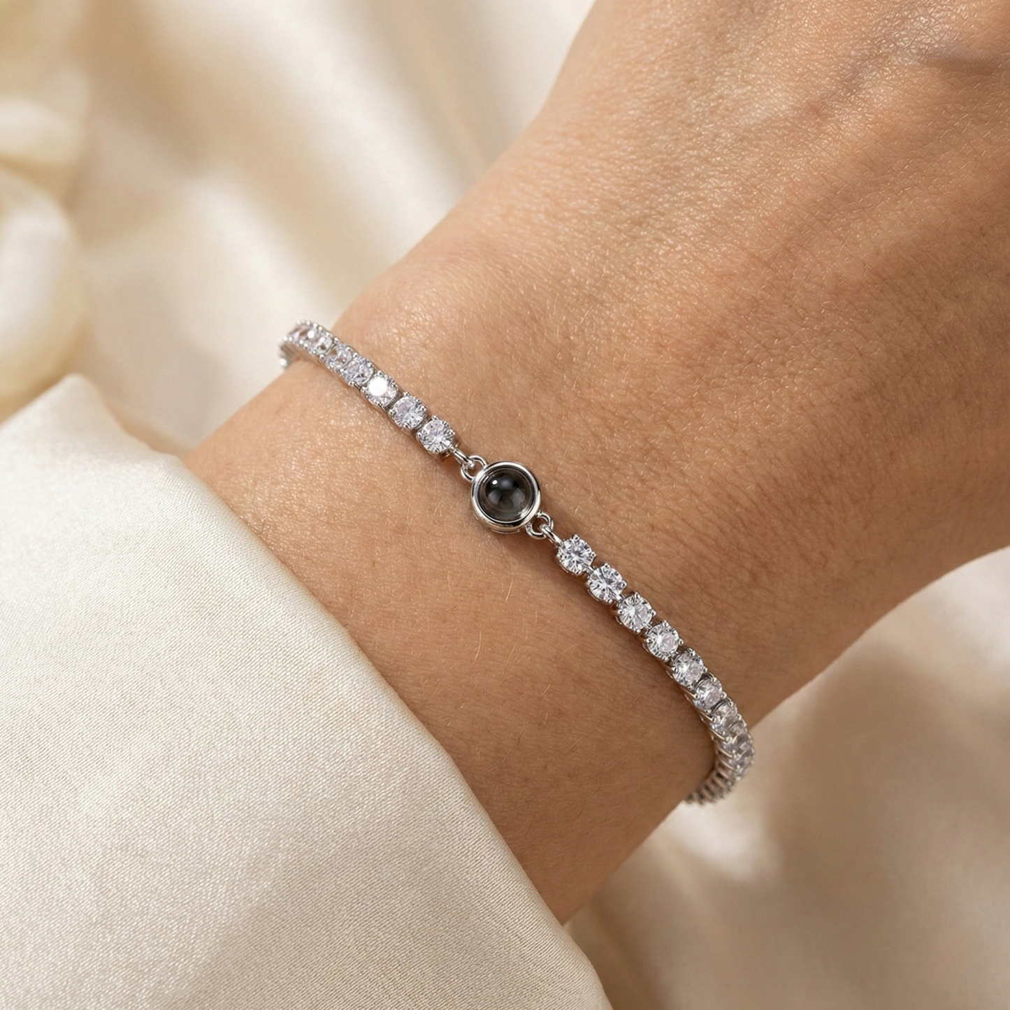 Personalised Photo Bracelet with your Photo - Tennis Zirconia