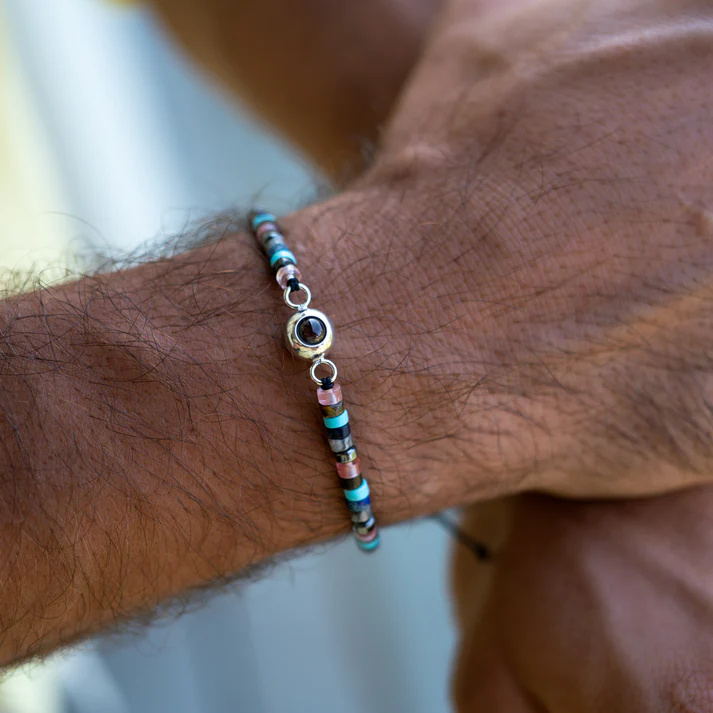 Personalised photo bracelet with your photo - Heishi Gemstone