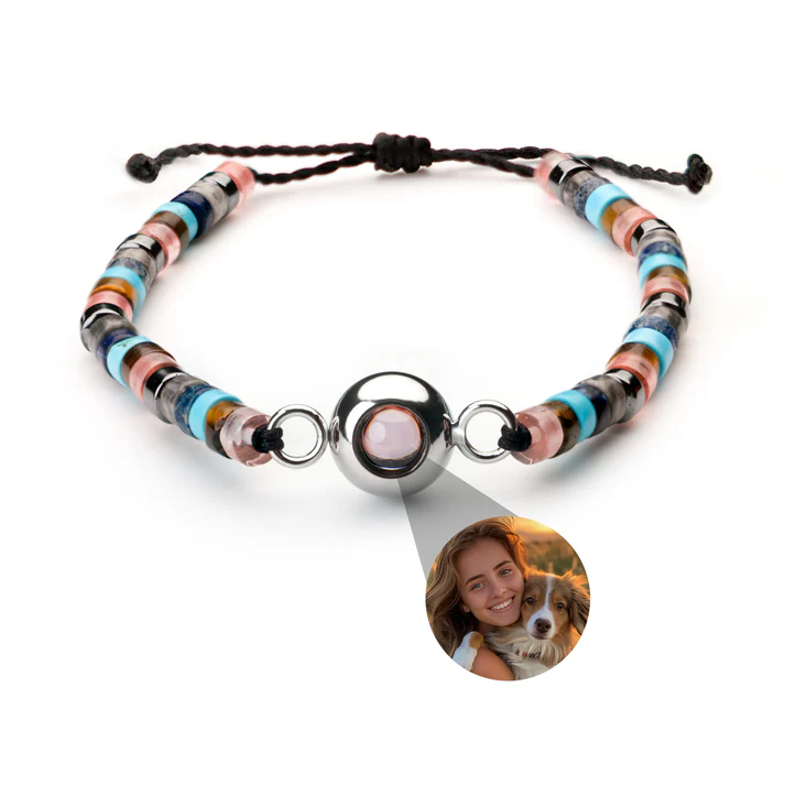 Personalised photo bracelet with your photo - Heishi Gemstone