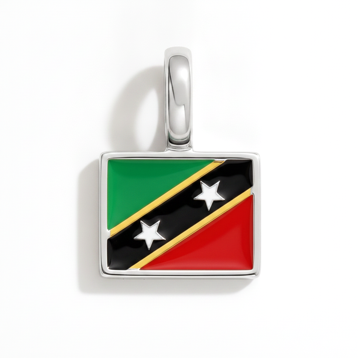 Charm saintkittsandnevis – square silver