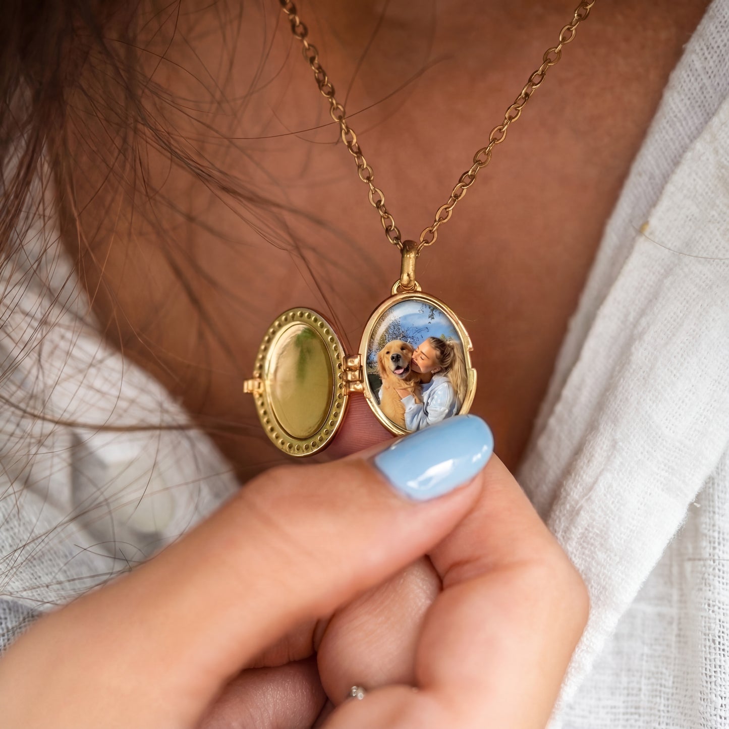 Locket Necklace with Photo - Oval