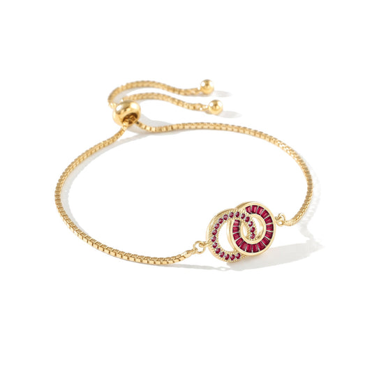 Mother & Daughter Bracelet in gold – Mum: January (Garnet), Daughter: January (Garnet)