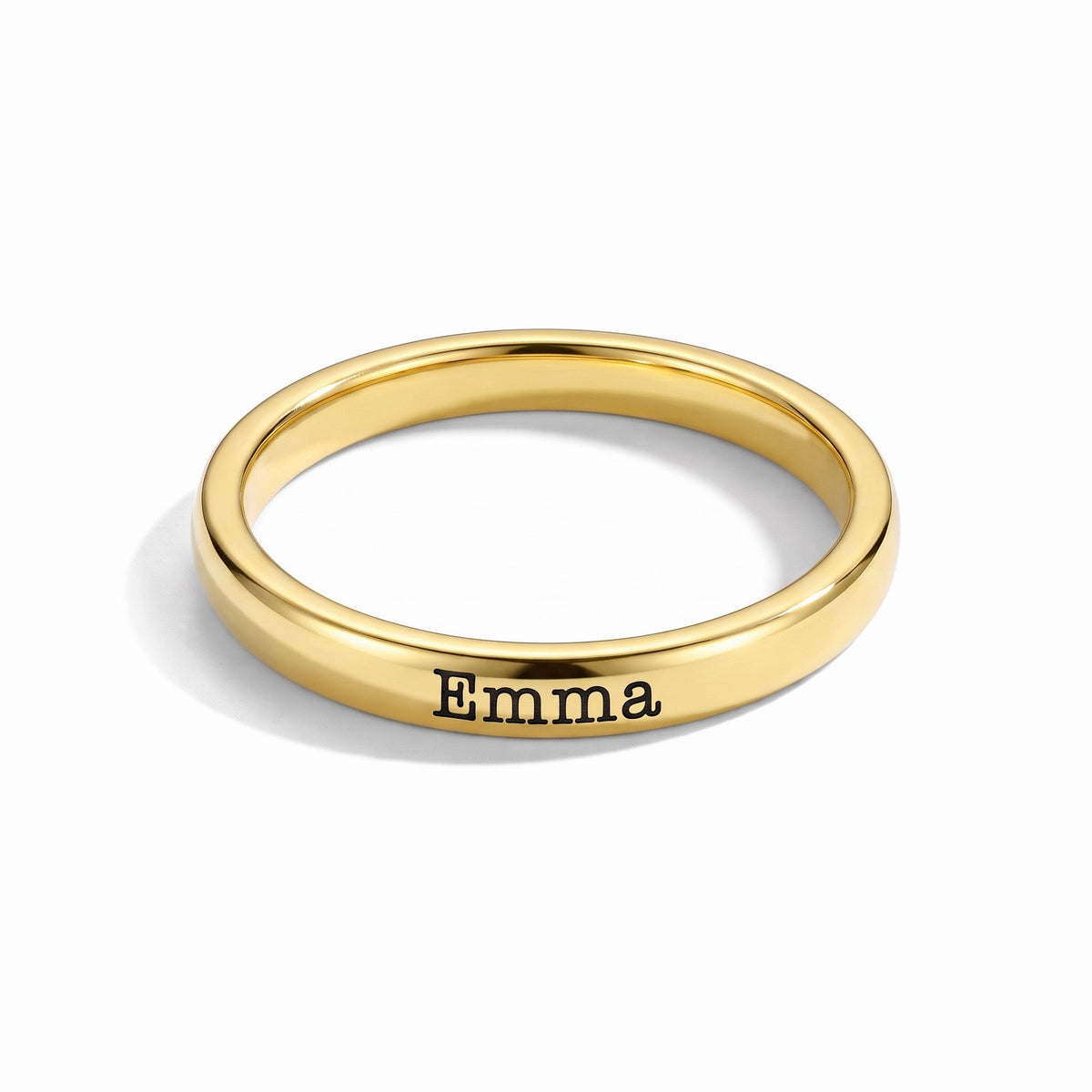 Tiny Stackable Name Ring – Gold – Product photo