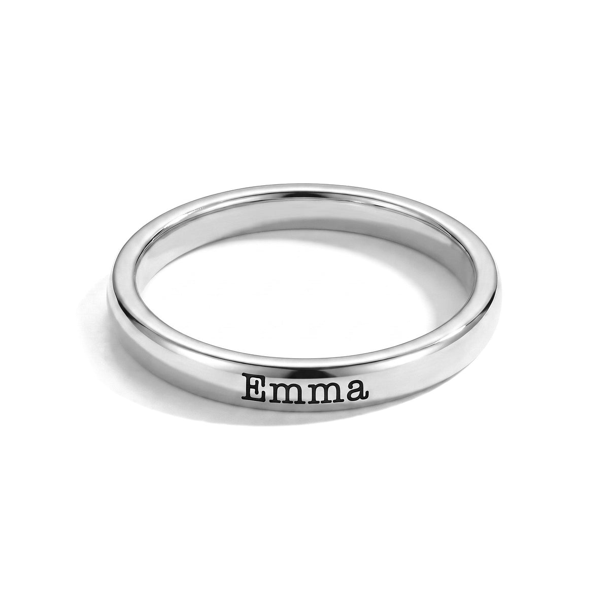 Tiny Stackable Name Ring – Silver – Product photo