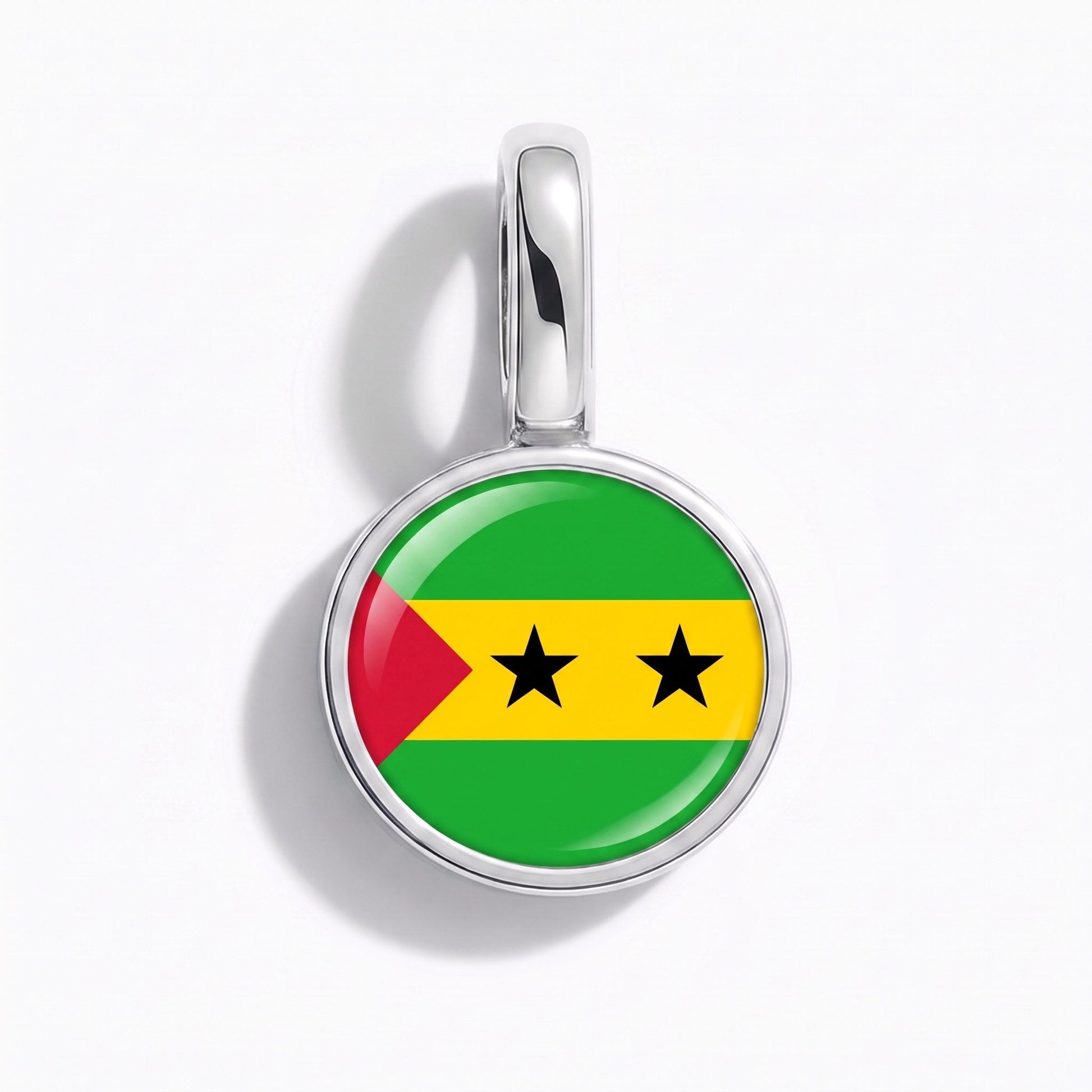 Flag charm Sao Tome and Principe – rectangular silver
