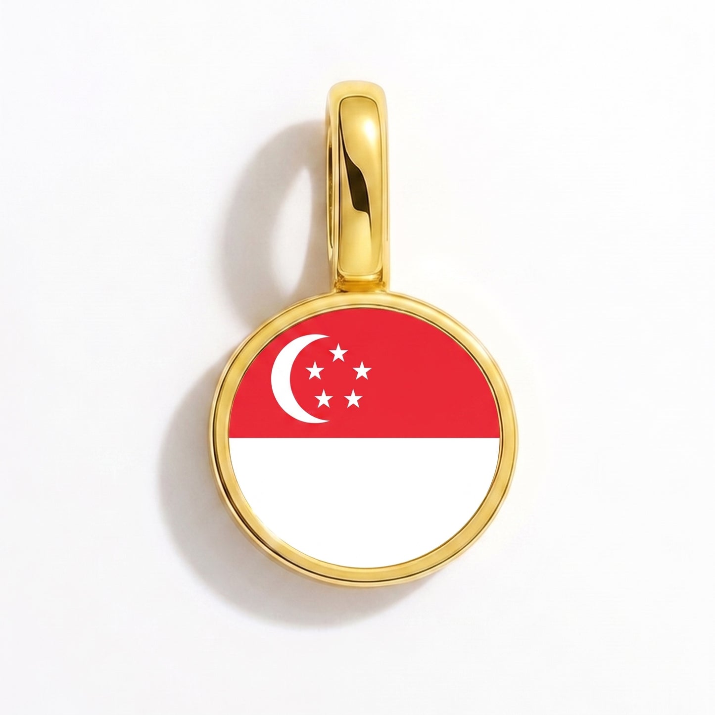 Flag charm Singapore – round gold