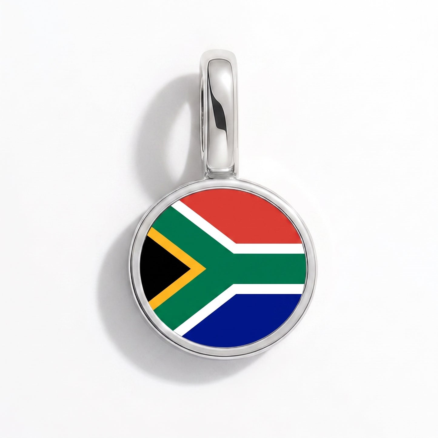 Flag charm South Africa – round silver