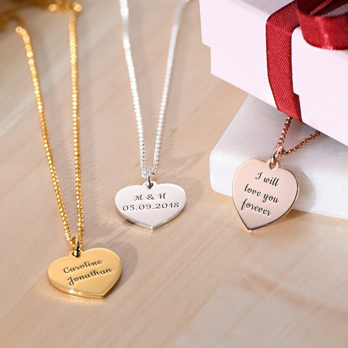 Heart necklace with Personalised engraving
