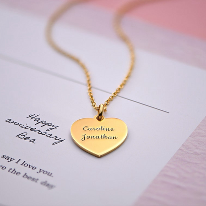 Heart necklace with Personalised engraving